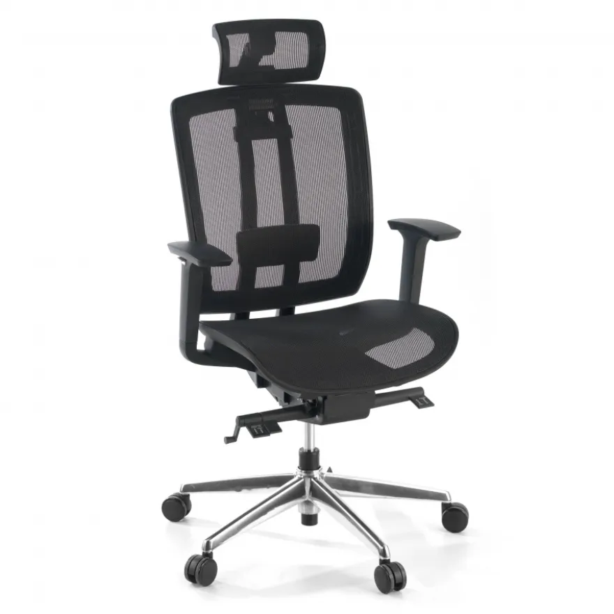 Sedia da ufficio giapponese Hiro, syncro, braccioli 4D, con poggiatesta