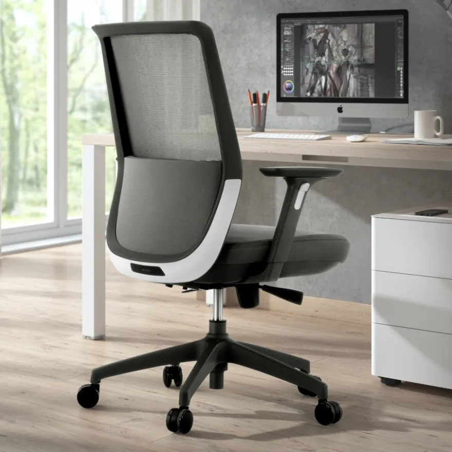 Sedia da ufficio professionale Five, rossa, cuscino lombare, completamente regolabile