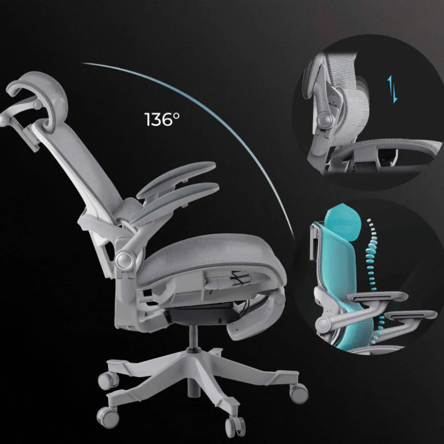 Sedia ergonomica con poggiatesta Erghos X1, omologata