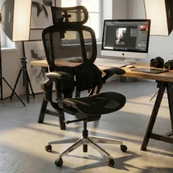 Sedia ergonomica con poggiatesta Erghos One, ortopedica, doppio supporto lombare