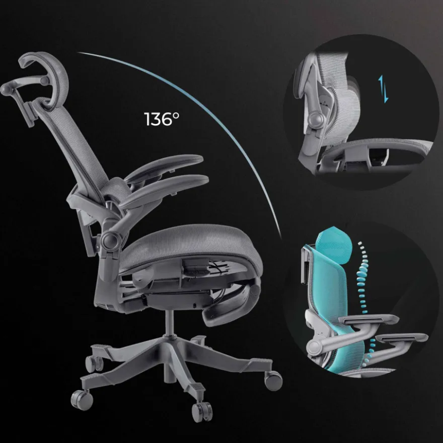 Sedia ergonomica con poggiatesta Erghos X1, omologata