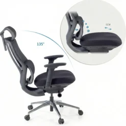 Sedia Ergonomica con poggiatesta AeroFlow black, certificata