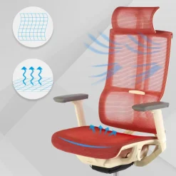 Sedia Ergonomica con poggiatesta Enjoy white, Meccanismo Synchro