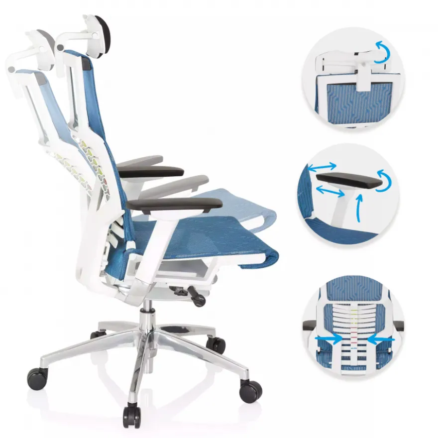 Sedia ergonomica Dynamic white, meccanismo sincronizzato plus