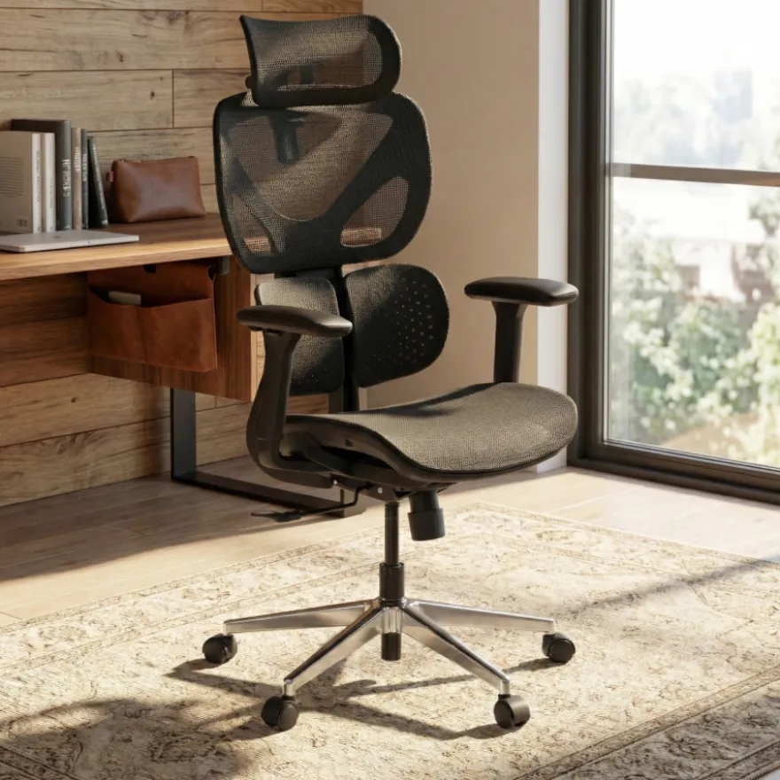 Sedia ergonomica Erghos Air2, braccioli 3D, doppio supporto lombare