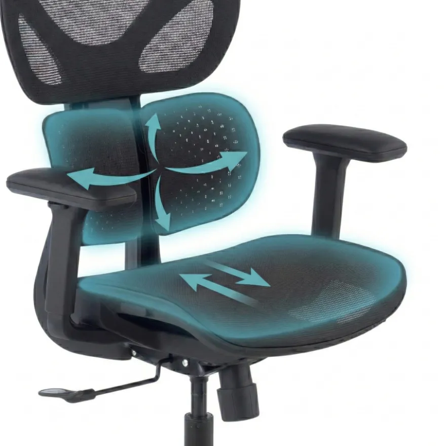 Sedia ergonomica Erghos Air2, braccioli 3D, doppio supporto lombare