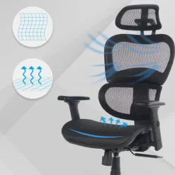 Sedia Ergonomica Ergocity, cuscino lombare, braccioli 3D