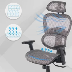 Sedia Ergonomica Ergocity, cuscino lombare, braccioli 3D