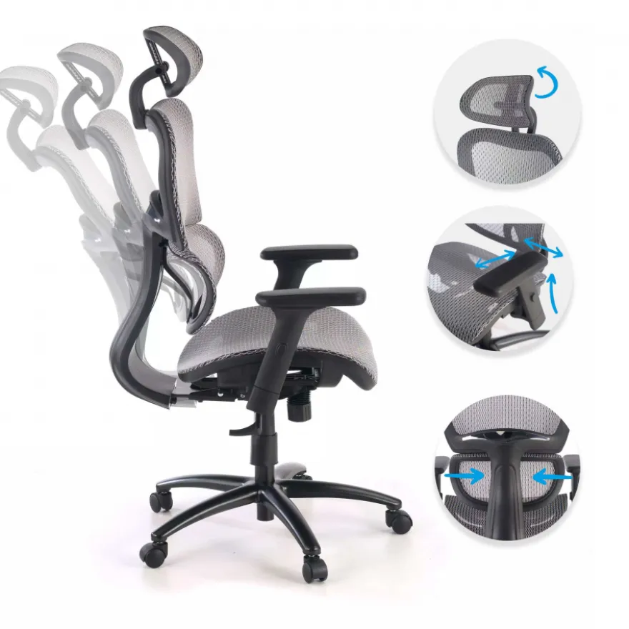 Sedia Ergonomica Ergocity, cuscino lombare, braccioli 3D