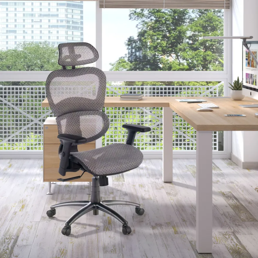 Sedia Ergonomica Ergocity, cuscino lombare, braccioli 3D