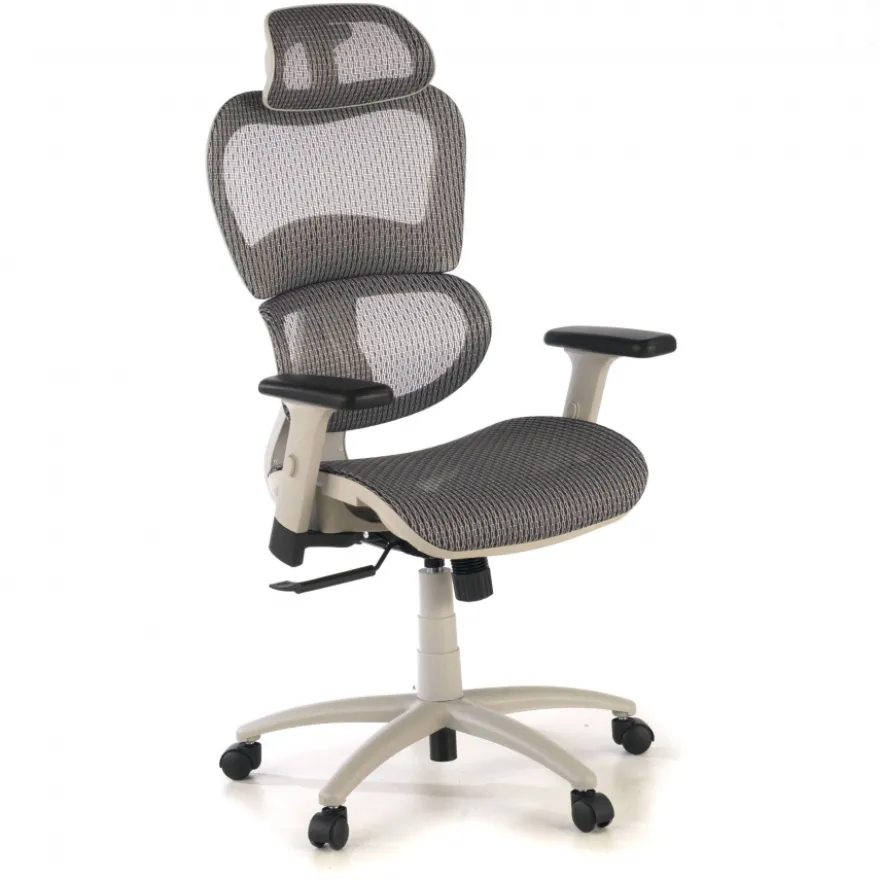 Sedia Ergonomica Ergocity white cuscino lombare, braccioli 3D