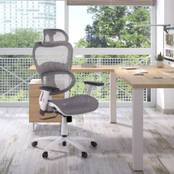 Sedia Ergonomica Ergocity white cuscino lombare, braccioli 3D