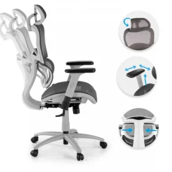 Sedia Ergonomica Ergocity white cuscino lombare, braccioli 3D