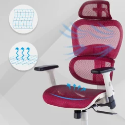 Sedia Ergonomica Ergocity white cuscino lombare, braccioli 3D