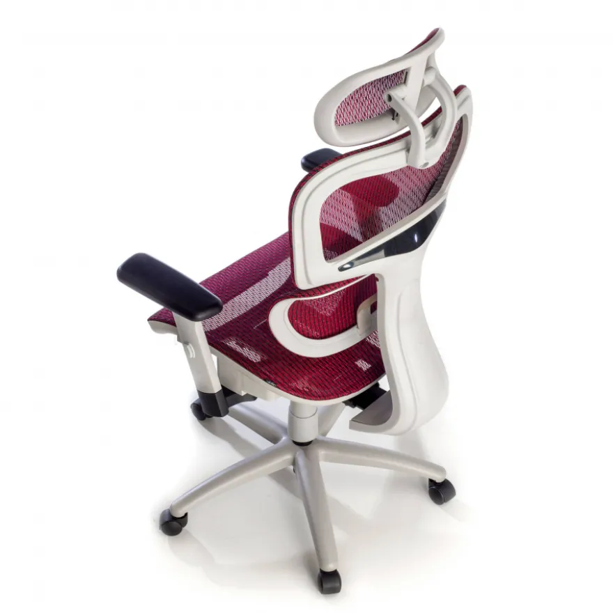 Sedia Ergonomica Ergocity white cuscino lombare, braccioli 3D
