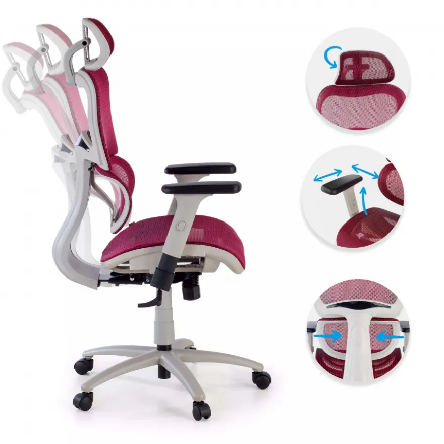 Sedia Ergonomica Ergocity white cuscino lombare, braccioli 3D