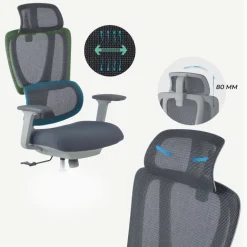 Sedia ergonomica Essenza, braccioli 3D, supporto lombare regolabile