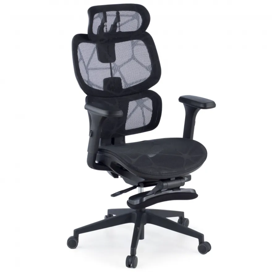 Sedia ergonomica Every, con poggiapiedi estraibile, rete