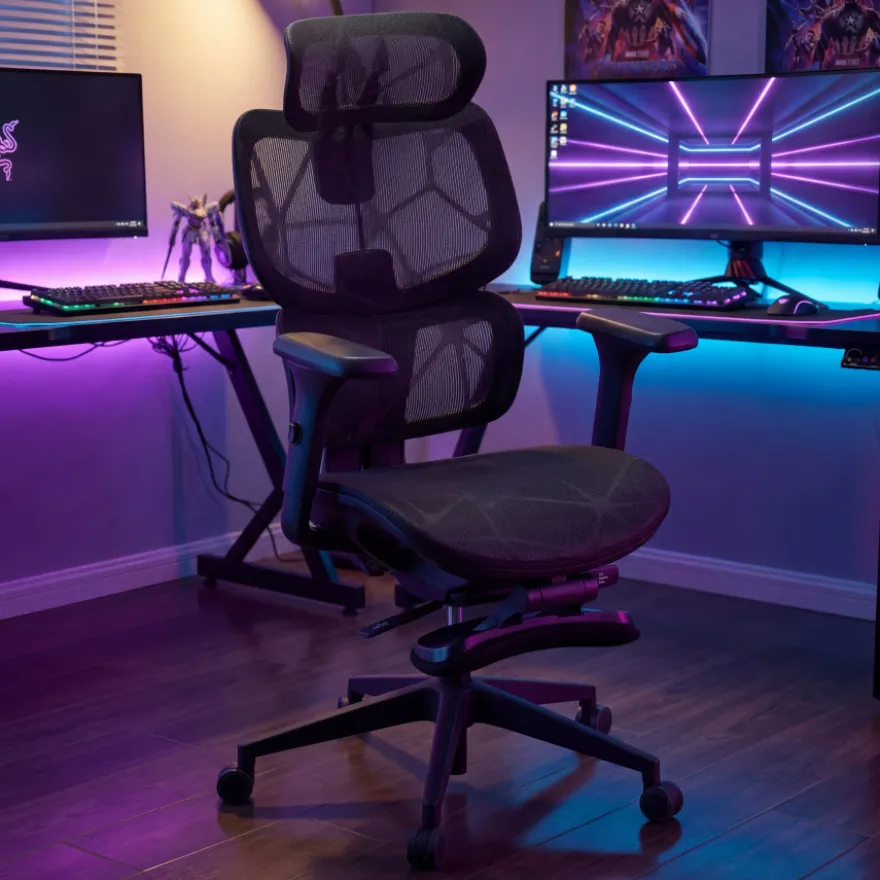 Sedia ergonomica Every, con poggiapiedi estraibile, rete