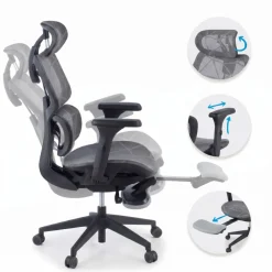 Sedia ergonomica Every, con poggiapiedi estraibile, rete
