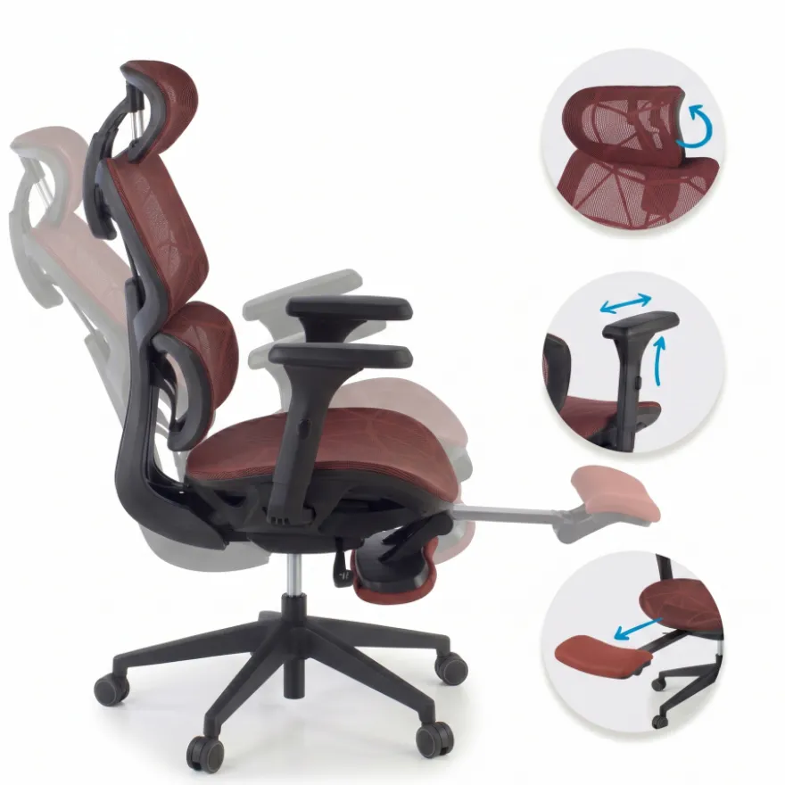 Sedia ergonomica Every, con poggiapiedi estraibile, rete