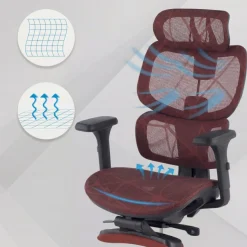 Sedia ergonomica Every, con poggiapiedi estraibile, rete
