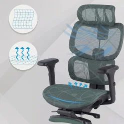 Sedia ergonomica Every, con poggiapiedi estraibile, rete