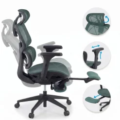Sedia ergonomica Every, con poggiapiedi estraibile, rete