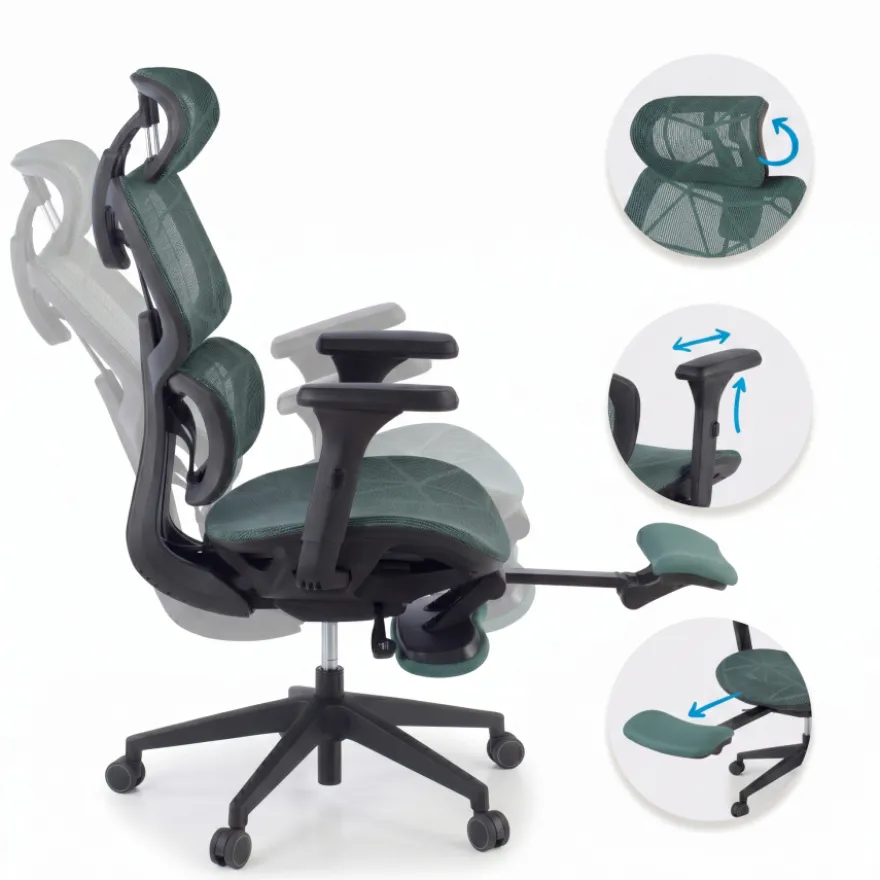Sedia ergonomica Every, con poggiapiedi estraibile, rete
