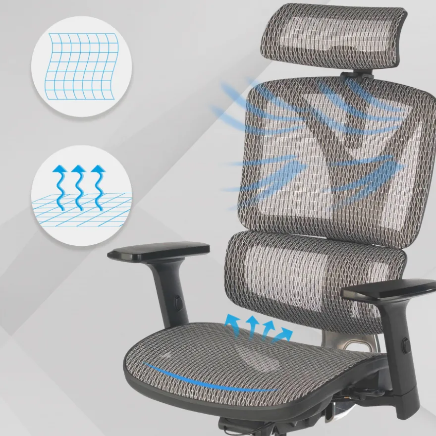 Sedia Ergonomica Focus, Struttura in alluminio, Schienale Regolabile