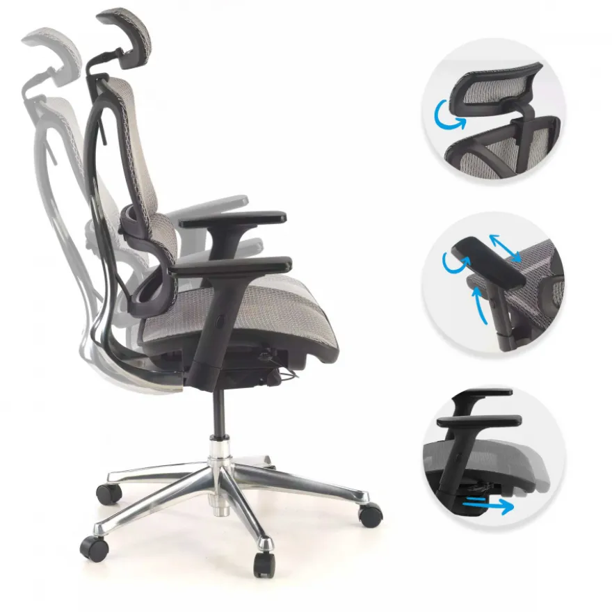 Sedia Ergonomica Focus, Struttura in alluminio, Schienale Regolabile