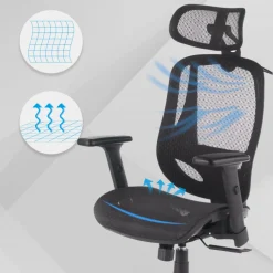 Sedia Ergonomica Locktech, Supporto Lombare, Poggiatesta