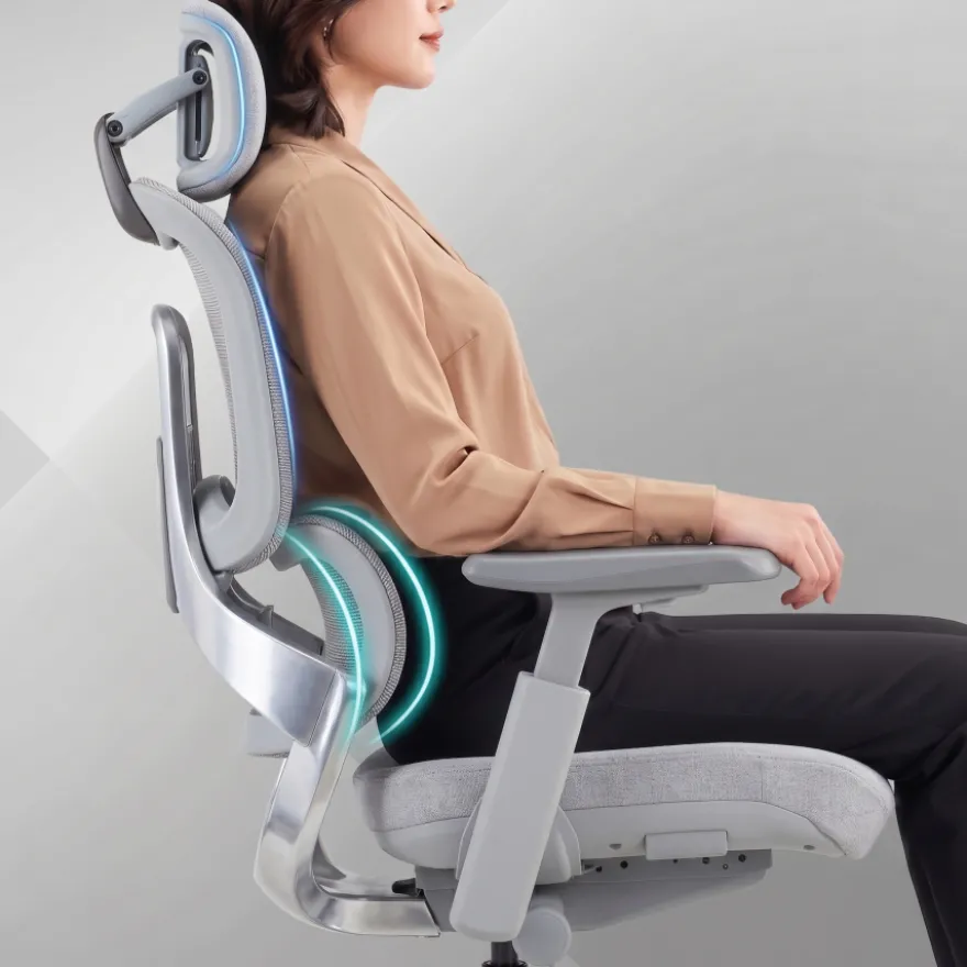 Sedia ergonomica ortopedica ZenPro, doppio schienale, struttura in alluminio
