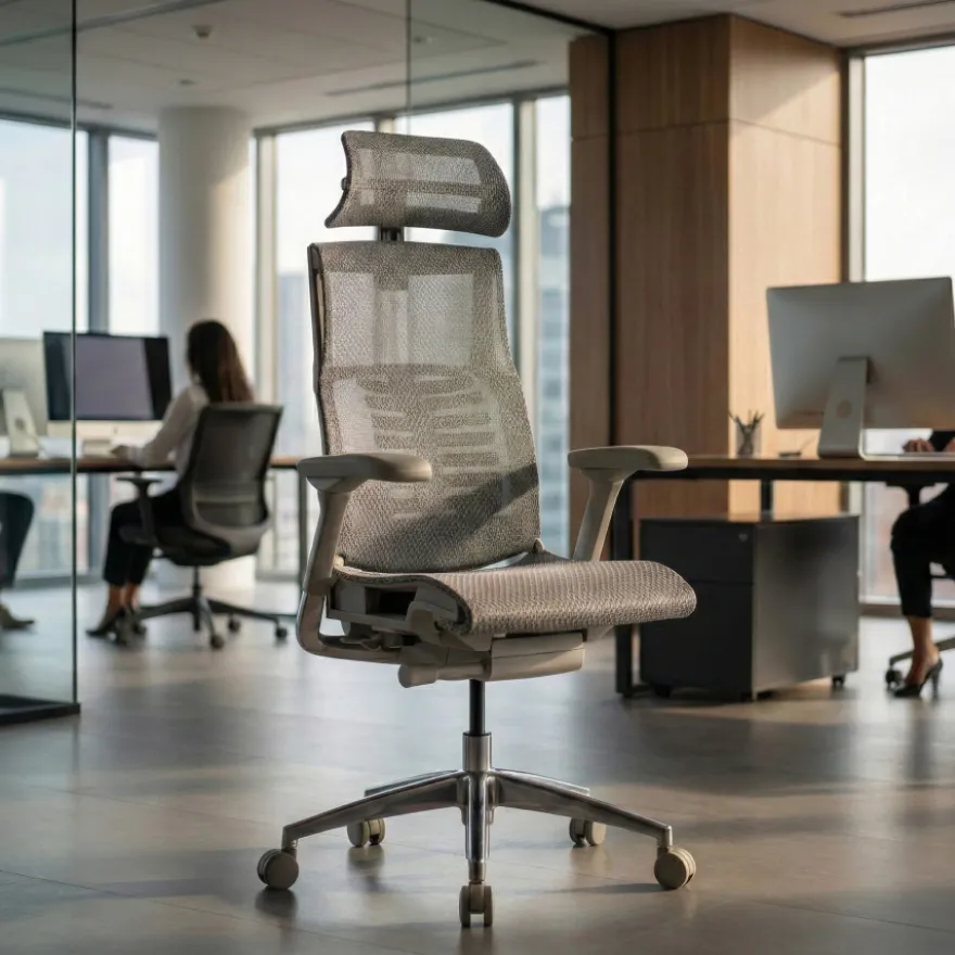 Sedia Ergonomica Pofit2, modello premium, struttura grigia