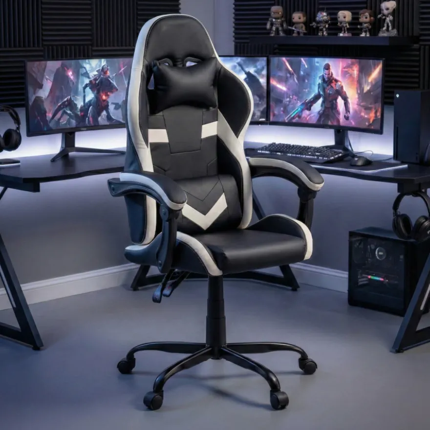 Sedia gamer Mist con braccioli ribaltabili, cuscino cervicale e lombare
