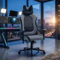 Sedia gaming con massaggio Vital, tessuto traspirante, braccioli ribaltabili