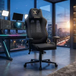 Sedia gaming con massaggio Vital, tessuto traspirante, braccioli ribaltabili