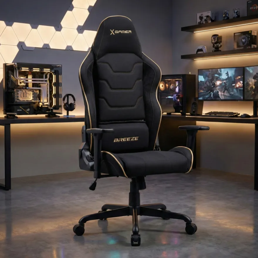 Sedia gaming in tessuto traspirante Breeze, con meccanismo basculante