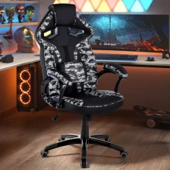 Sedia Gaming Warrior supporto lombare, mimetica