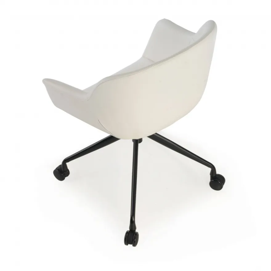 Sedia Girevole Ores, con ruote, Design Moderno, Pelle