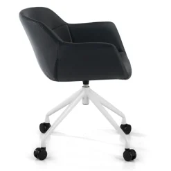 Sedia Girevole Ores, con ruote, Design Moderno, Pelle