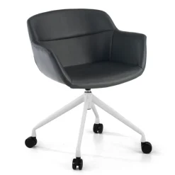 Sedia Girevole Ores, con ruote, Design Moderno, Pelle