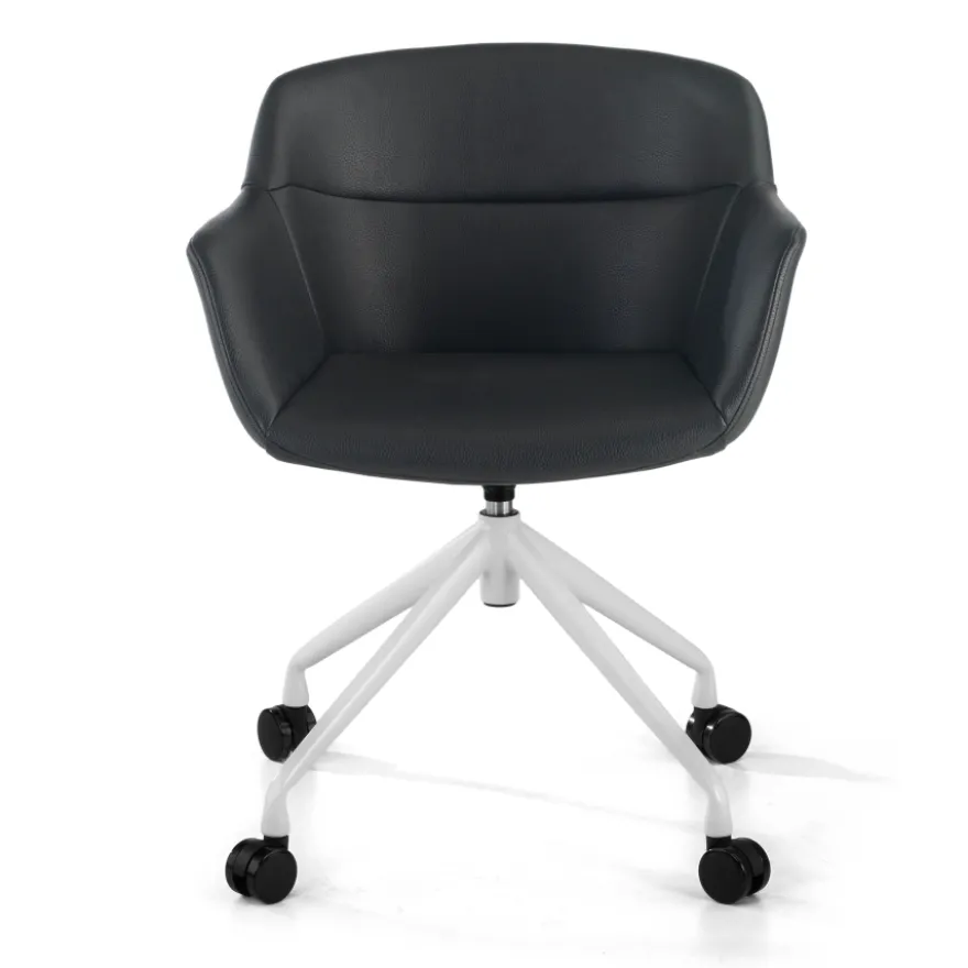 Sedia Girevole Ores, con ruote, Design Moderno, Pelle