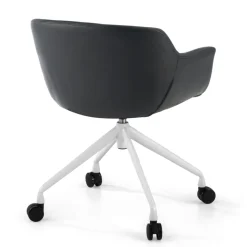 Sedia Girevole Ores, con ruote, Design Moderno, Pelle