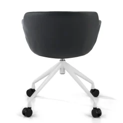 Sedia Girevole Ores, con ruote, Design Moderno, Pelle
