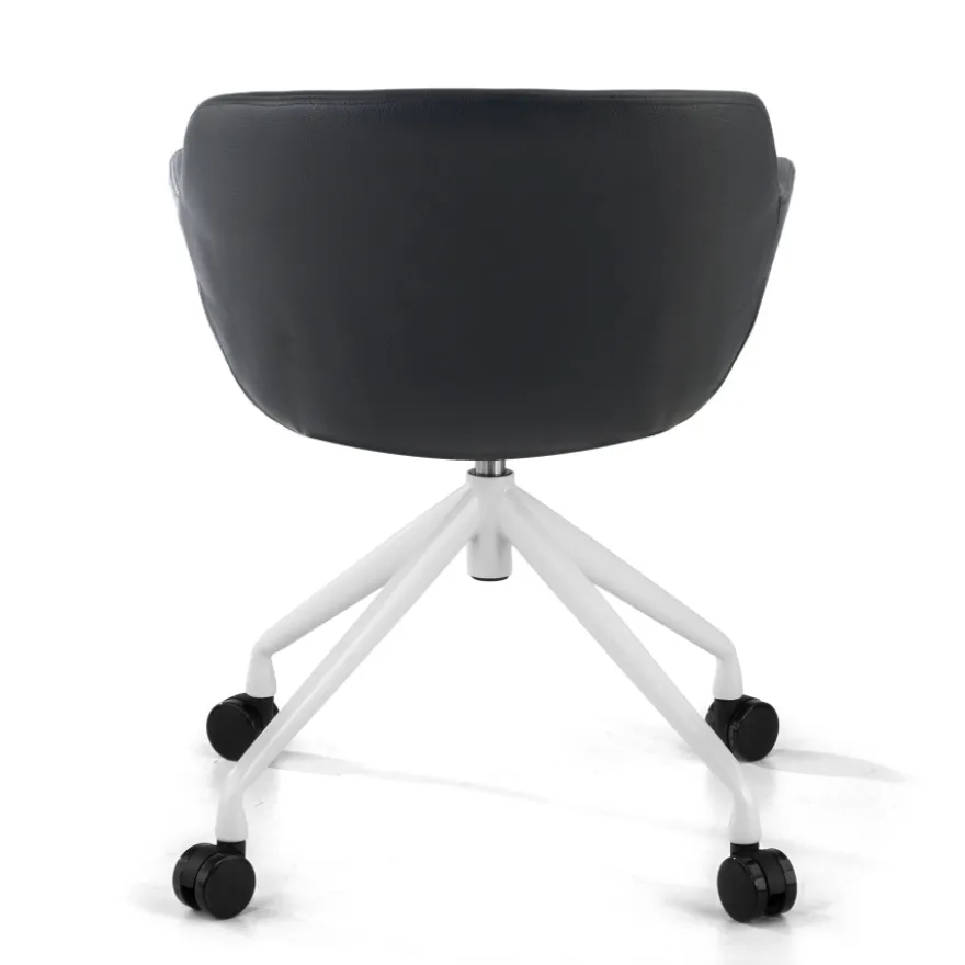 Sedia Girevole Ores, con ruote, Design Moderno, Pelle