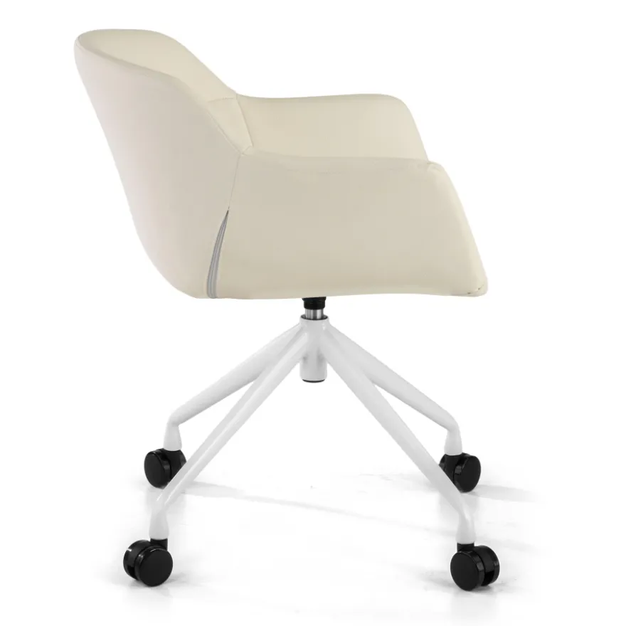 Sedia Girevole Ores, con ruote, Design Moderno, Pelle