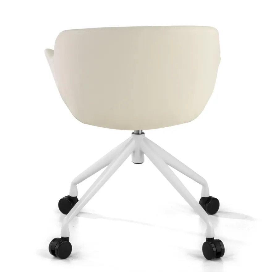Sedia Girevole Ores, con ruote, Design Moderno, Pelle