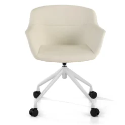 Sedia Girevole Ores, con ruote, Design Moderno, Pelle