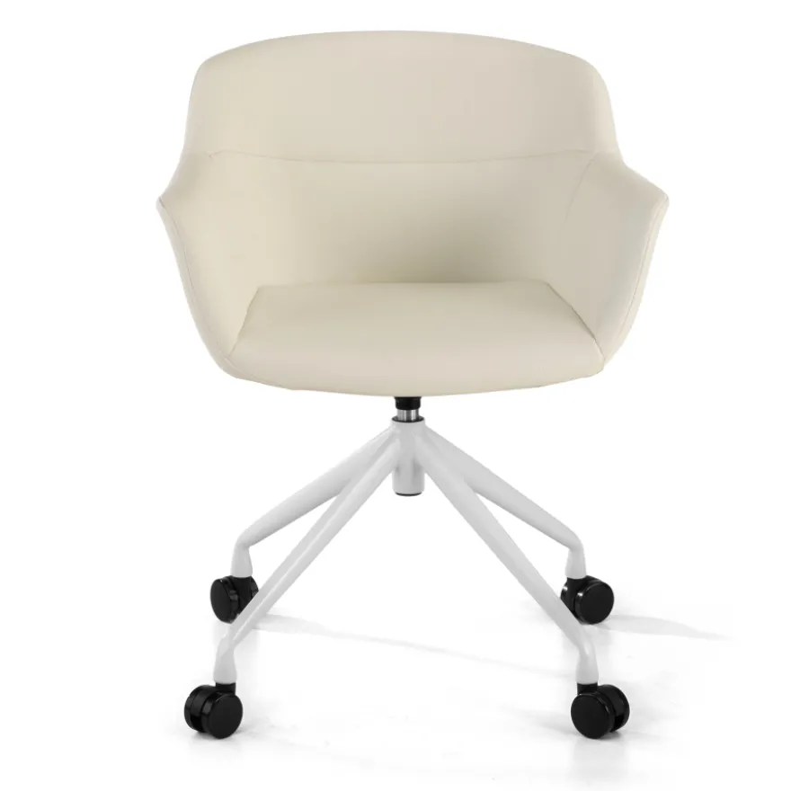 Sedia Girevole Ores, con ruote, Design Moderno, Pelle